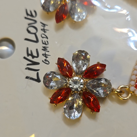 Live Love GameDay Red & White Football Earrings - Picture 3 of 4